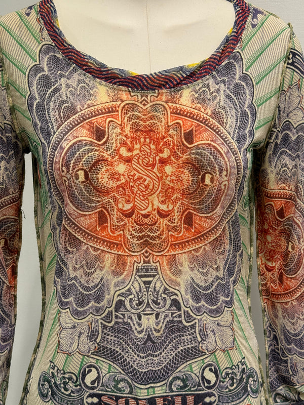 1990s Jean Paul Gaultier mesh print set top & skirt