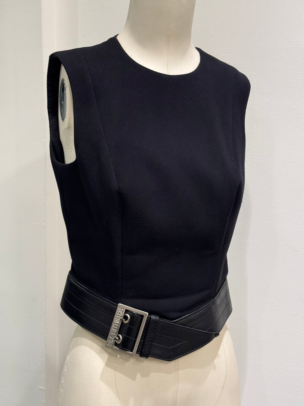 1990s Dirk Bikkembergs backzip vest with leather belt