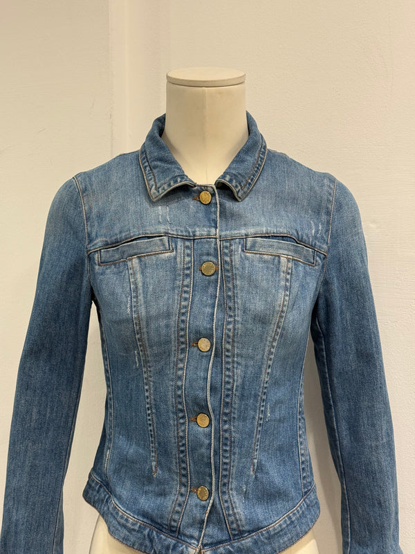 200s Roberto Cavalli distressed denim jacket