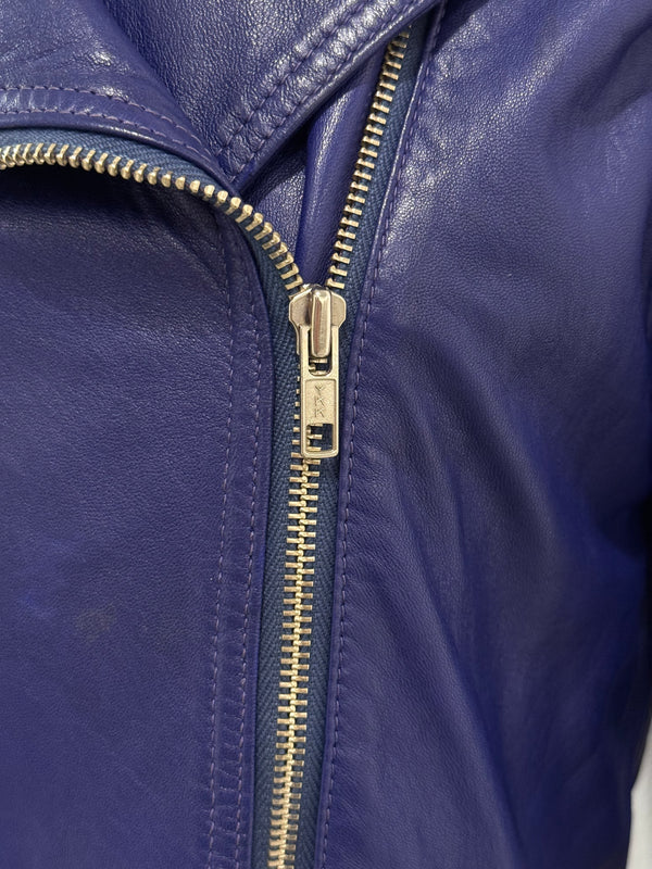 1980s Claude Montana embroidered sleeve leather jacket