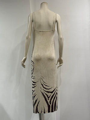 1999 Roberto Cavalli runway zebra print maxi dress