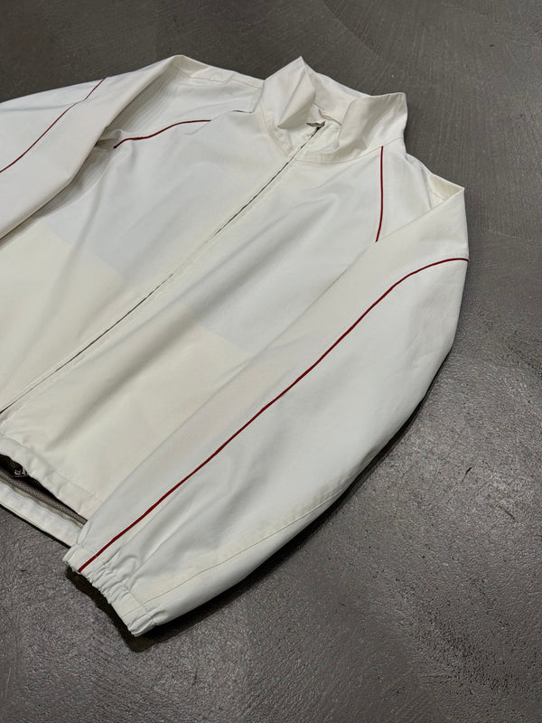 2000s Prada white zip jacket with red piping