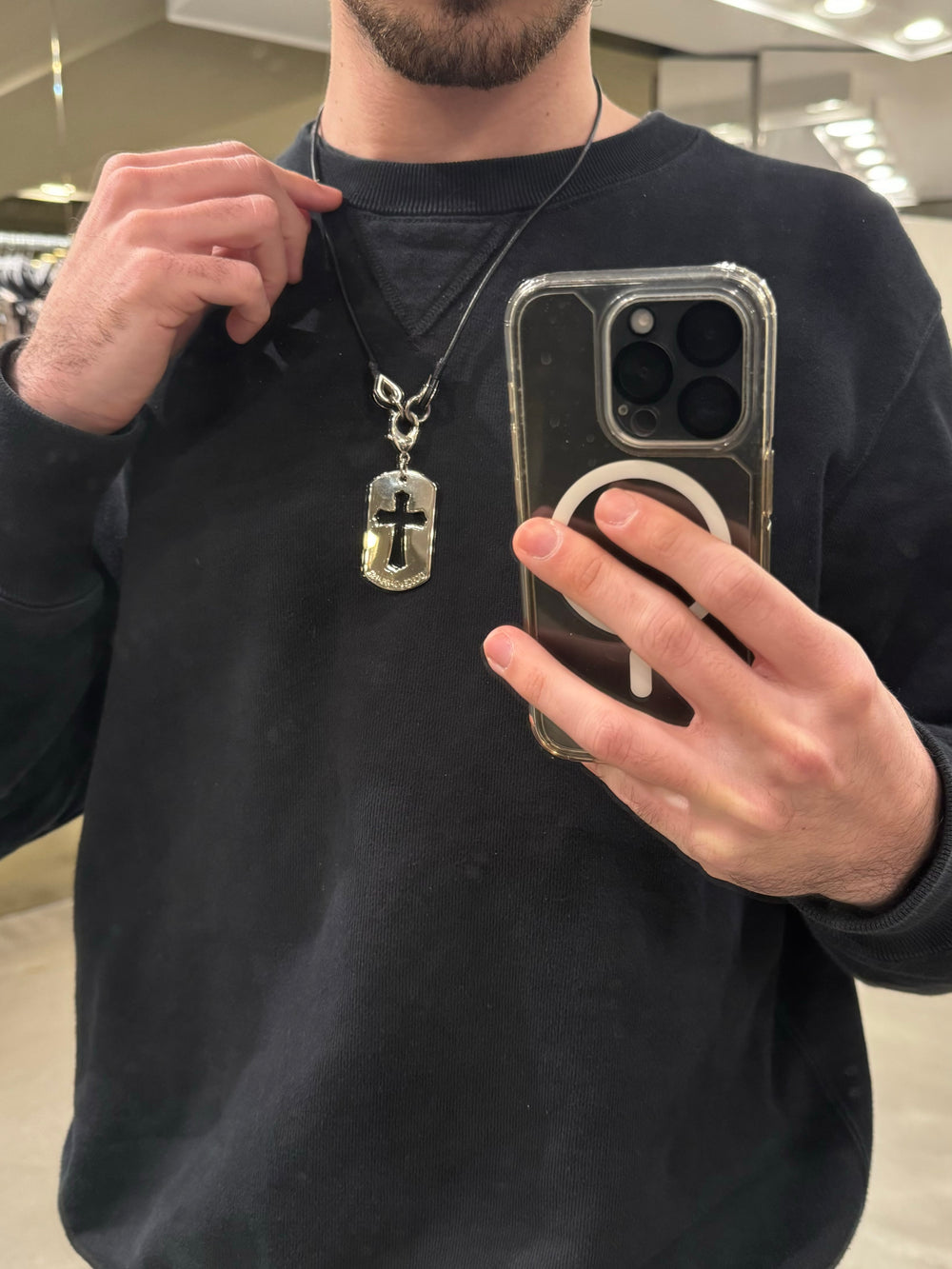 2000s Dolce & Gabbana dog tag cross necklace