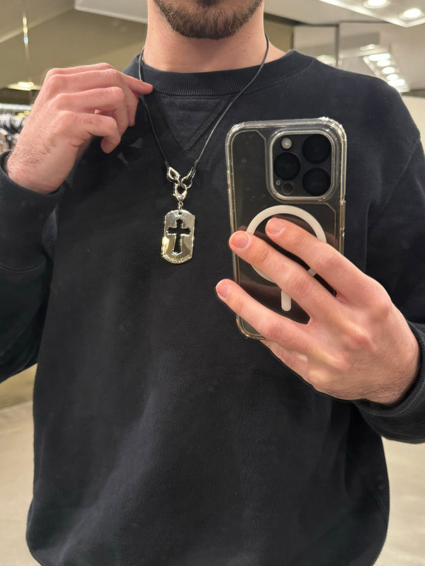 2000s Dolce & Gabbana dog tag cross necklace