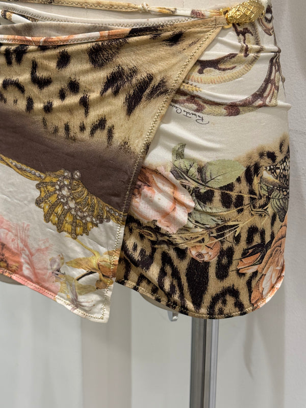 S/S 2005 Roberto Cavalli mixed-print wrap mini skirt