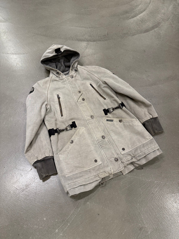 2000s Dolce & Gabbana hooded military parka with adjustable straps