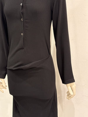 2000s Ann Demeulemeester drape detail long sleeve dress