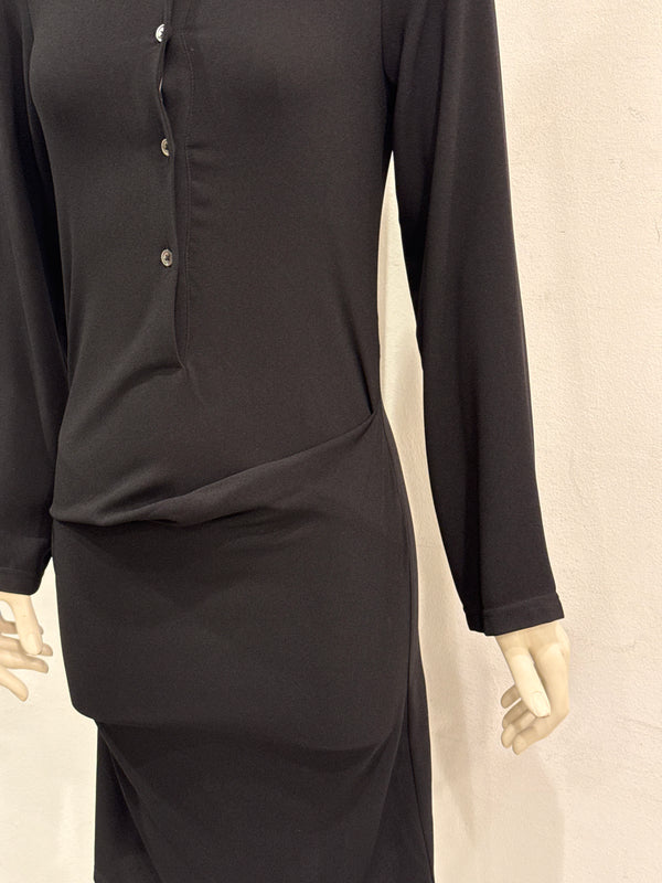 2000s Ann Demeulemeester drape detail long sleeve dress