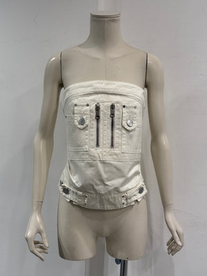 S/S2004 Dsquared2 white cargo zipper top