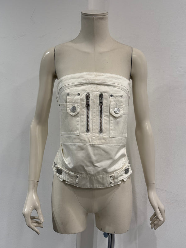S/S2004 Dsquared2 white cargo zipper top