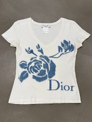 S/S2005 Christian Dior by John Galliano floral cotton t-shirt