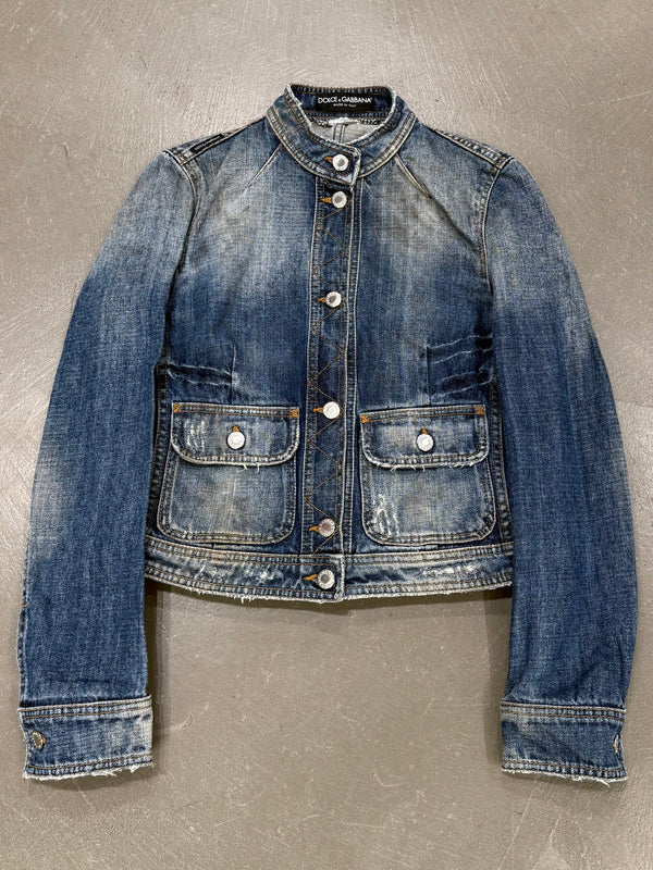 2000s Dolce & Gabbana distressed denim utility jacket