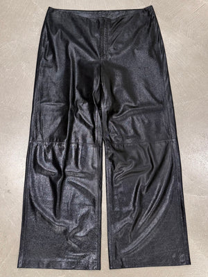 2000s Gucci by Tom Ford blistered leather wide pants
