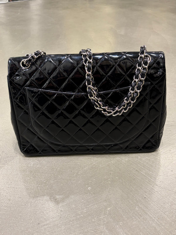 2013-2014 Chanel Large Flap double chain matelasse patent leather bag