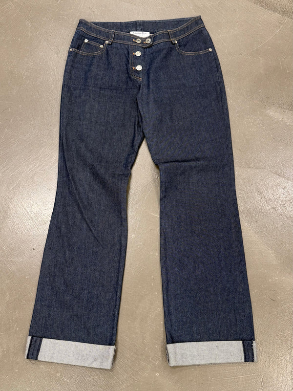 2000s Christian Dior by Galliano "D" back logo capri jeans