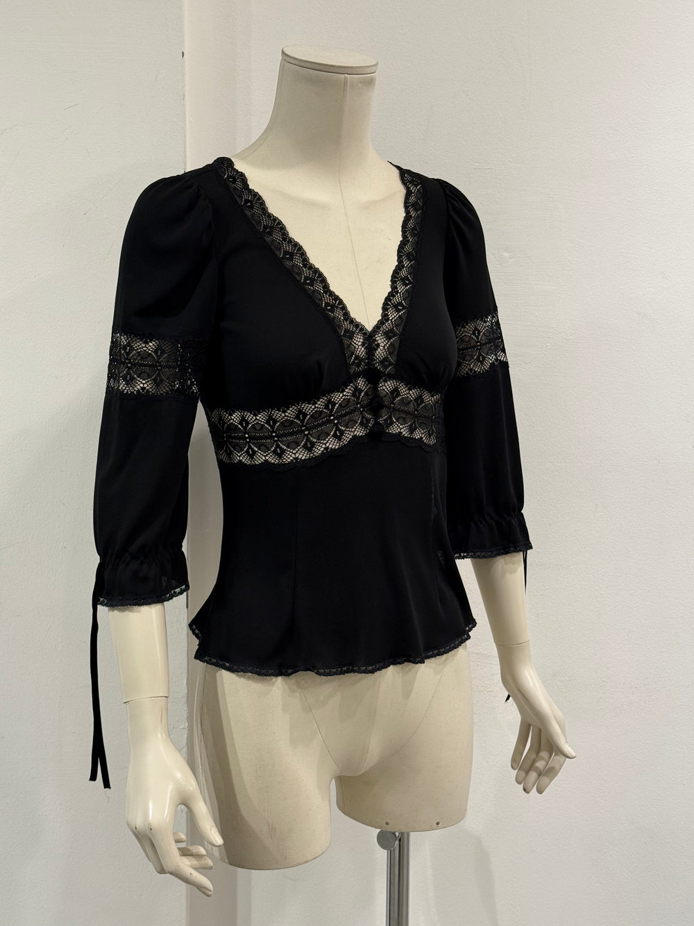S/S2006 Dolce & Gabbana lace panel sheer black blouse