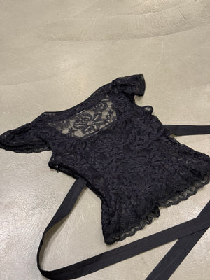 2000s Dolce & Gabbana lace tie-waist floral corseted blouse