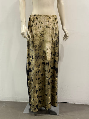2000s Roberto Cavalli foil print iridescent maxi velvet skirt