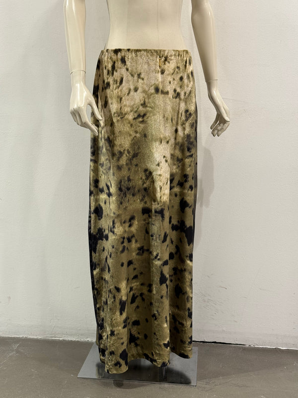 2000s Roberto Cavalli foil print iridescent maxi velvet skirt