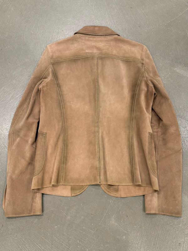 2000s Prada paneled western suede leather blazer