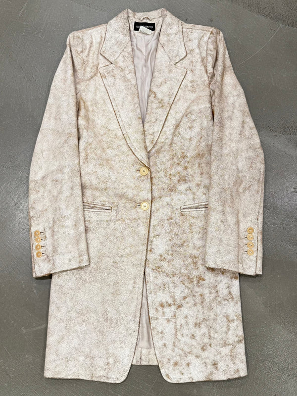 S/S2002 Ann Demeulemeester distressed cracked leather coat