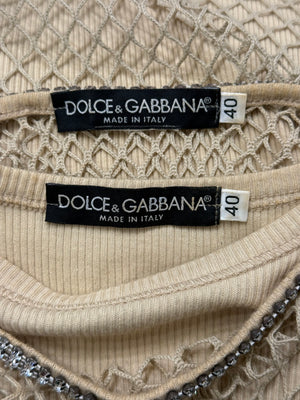 S/S2002 Dolce & Gabbana J-Lo fishnet Swarovski top set