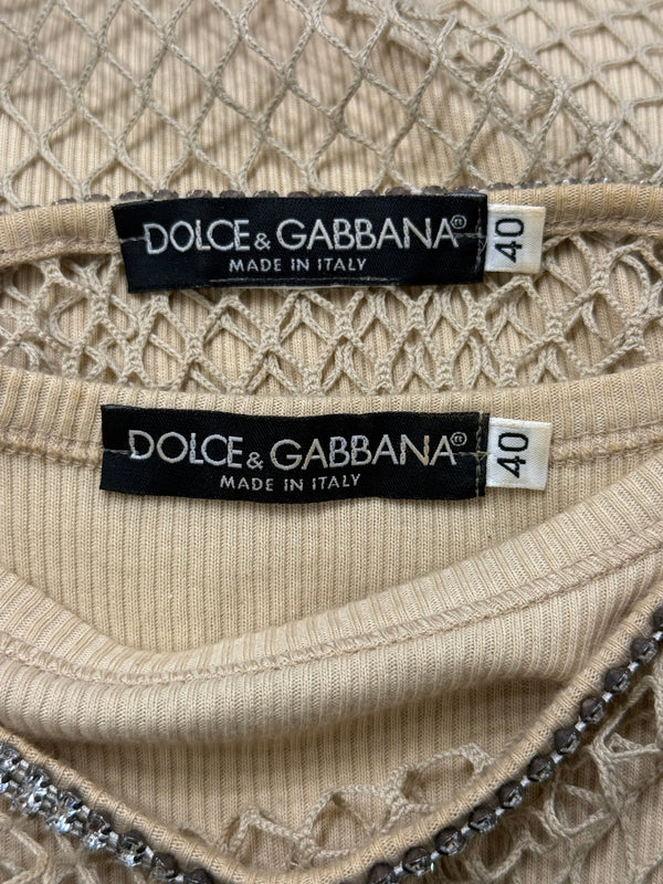 S/S2002 Dolce & Gabbana J-Lo fishnet Swarovski top set