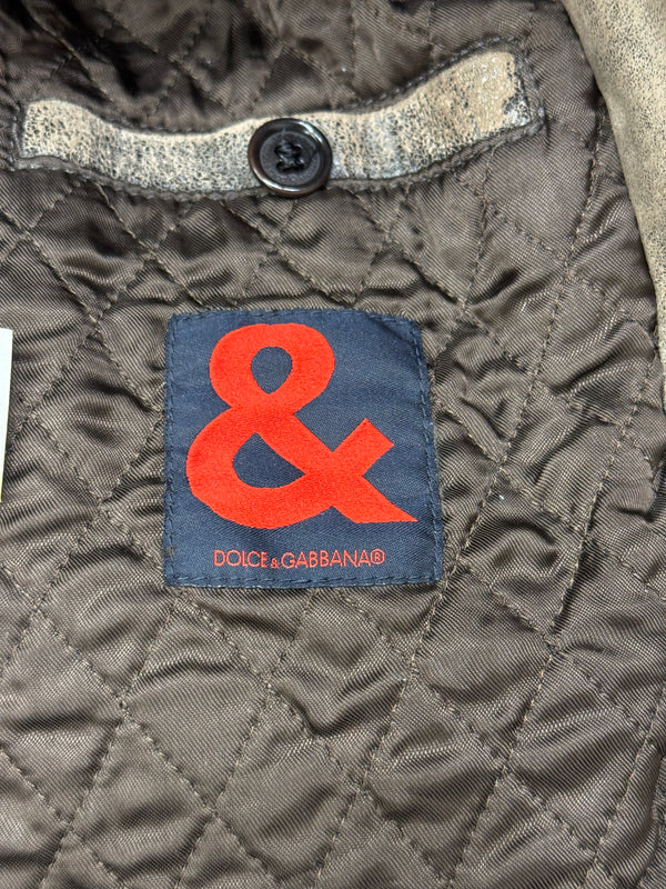 2000s Dolce & Gabbana pigskin moto biker leather jacket