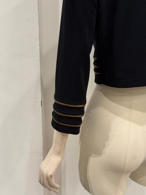 1990s Gianni Versace Napoleon cropped tailored jacket with contrast leather trim