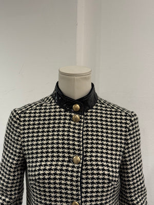 2000s Dolce & Gabbana vinyl trimmed cropped houndstooth jacket