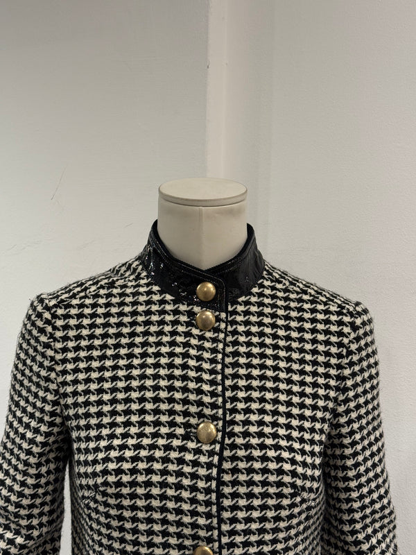 2000s Dolce & Gabbana vinyl trimmed cropped houndstooth jacket