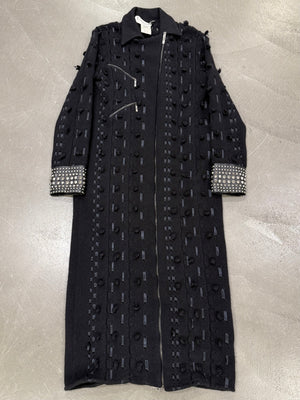 A/W2004 Christian Dior laced studded maxi wool coat