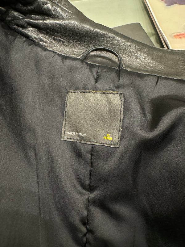 1990s Fendi Matrix long leather coat