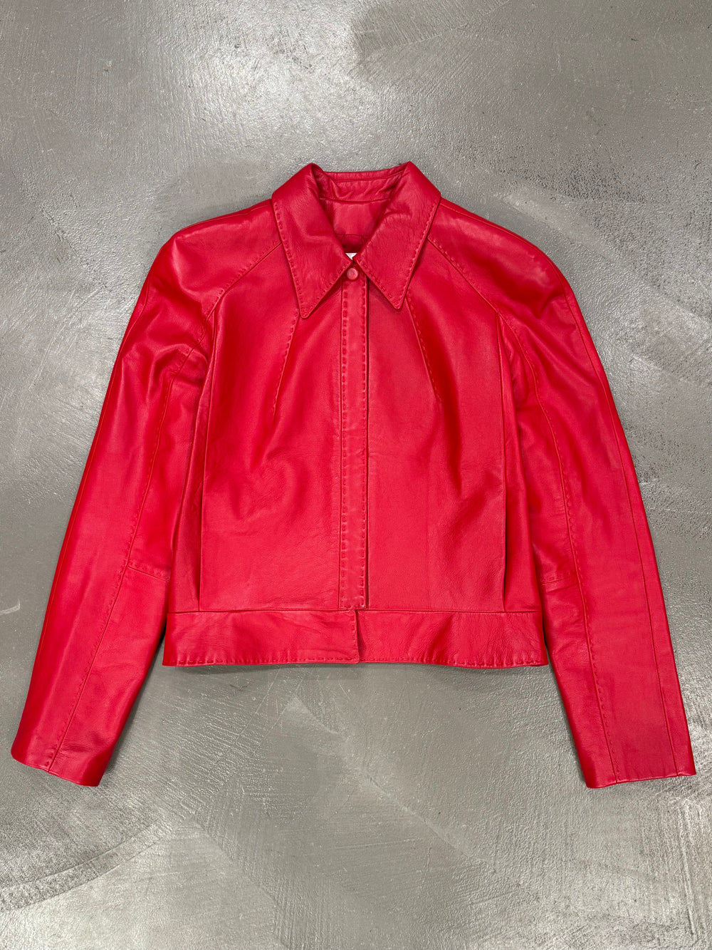 2000s Mugler red leather jacket