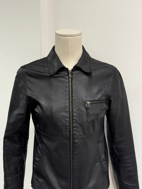 2000s Dolce & Gabbana fitted leather jacket