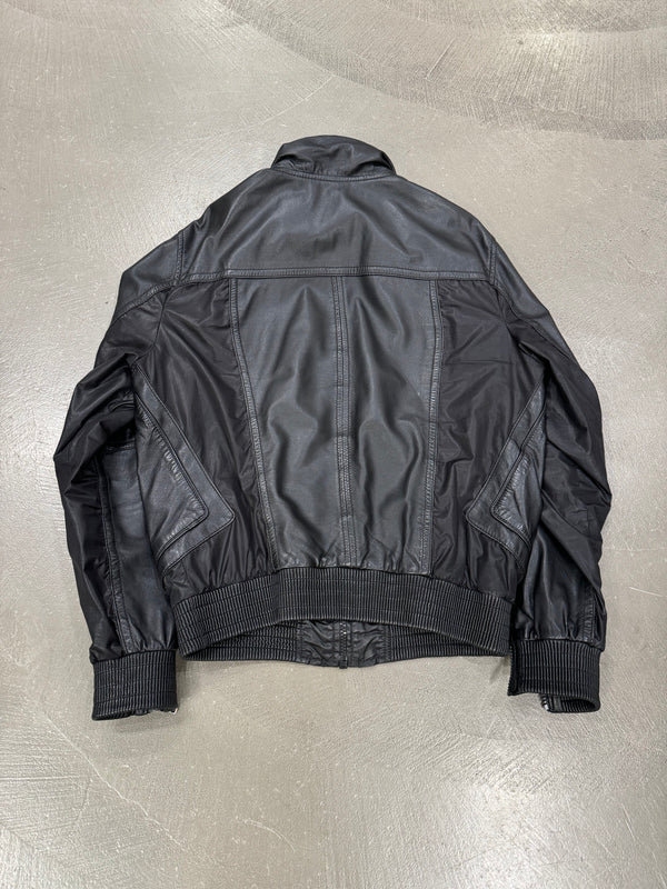 2008 Dolce & Gabbana hybrid leather/nylon cargo zipper jacket