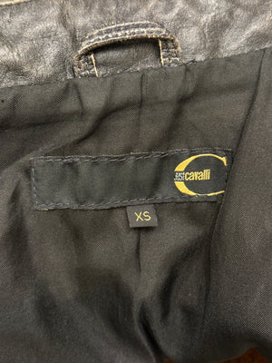2000S Roberto Cavalli faded distressed leather jacket