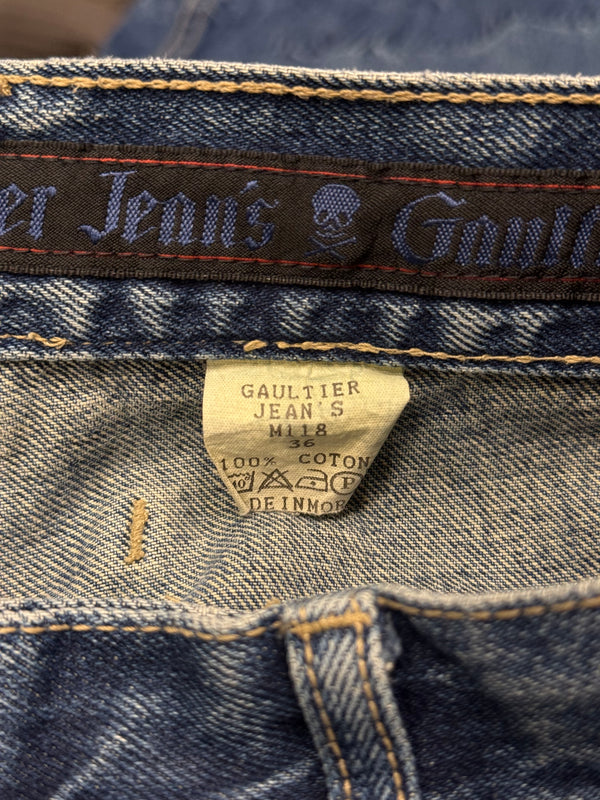 2000s Jean Paul Gaultier patchwork flared jeans