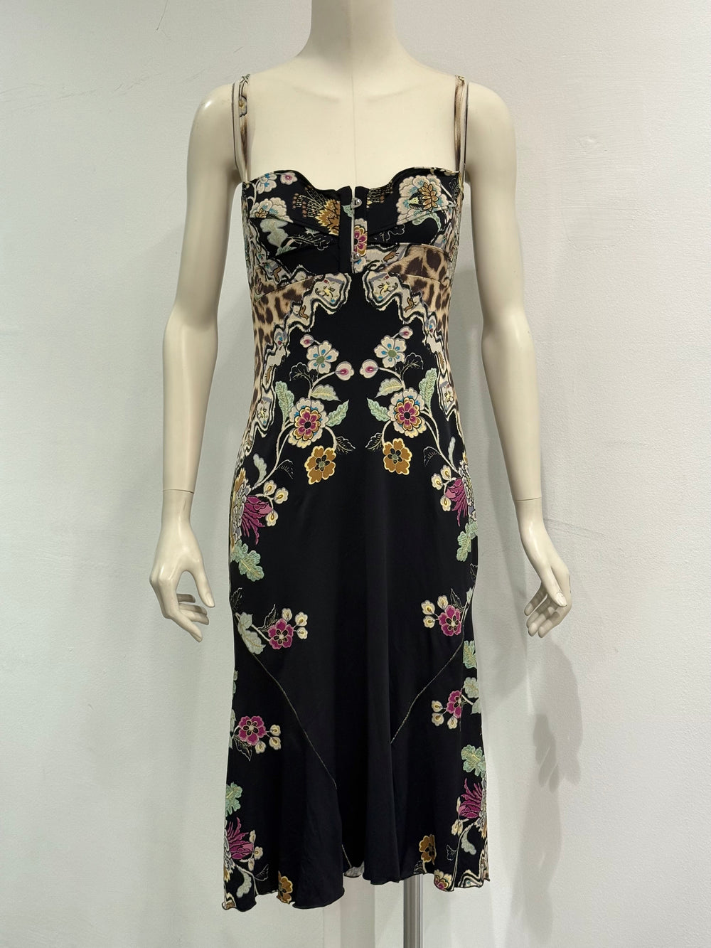 S/S2003 Roberto Cavalli Chinoiserie print corseted dress