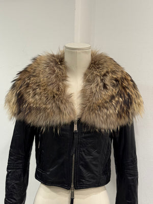 A/W2007 Dsquared2 oversized fur collar moto jacket