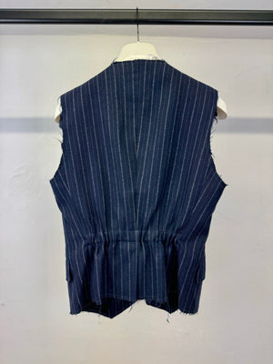 2000s Maison Margiela artisanal distressed pinstripe vest