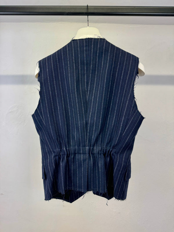 2000s Maison Margiela artisanal distressed pinstripe vest