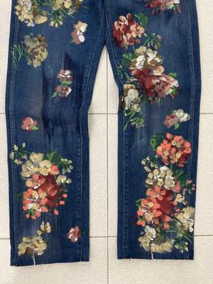 2016 Gucci Floral hand Painted Jeans