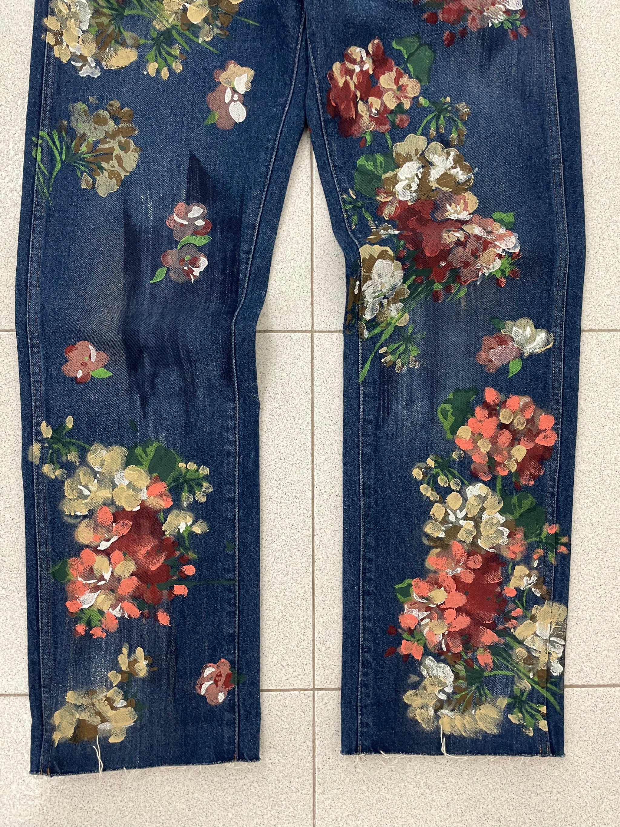 Gucci flower jeans hot sale