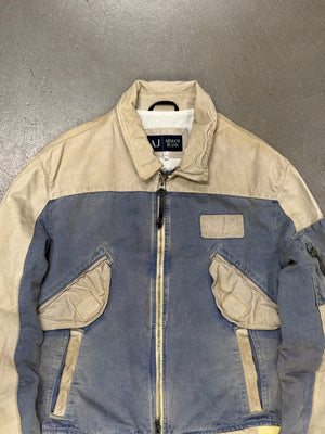 2000s Armani horse leather hybrid bomber jacket