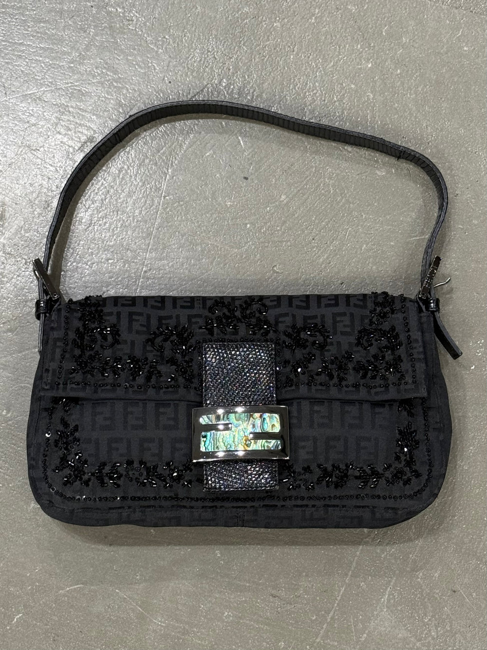 F/W 1999 Fendi Zucchino baguette in lizard and mother-of-pearl bag