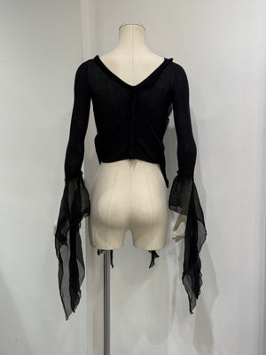2000s Jean Paul Gaultier sheer ribbon-tie corset blouse