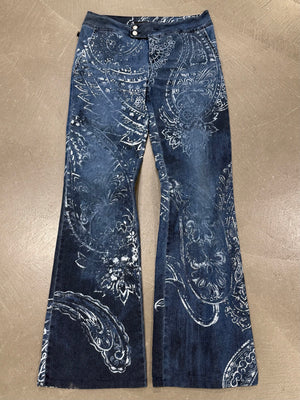 2000s Cavalli paisley print flare jeans