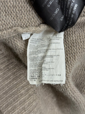 2000s Prada wool fur-trim hooded cardigan