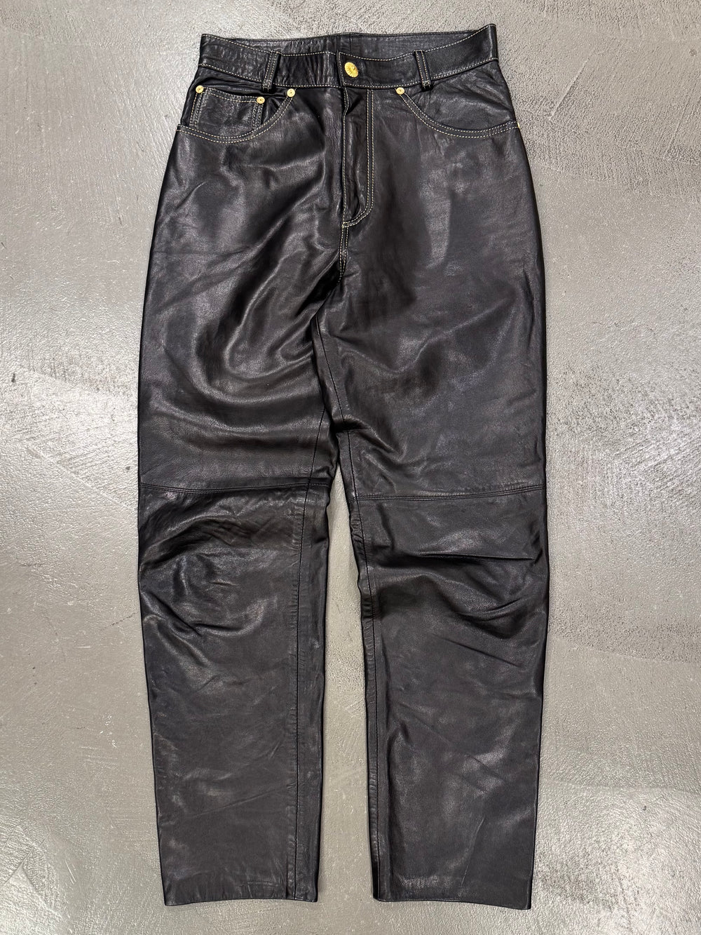 1999 Roberto Cavalli leather pants with gold detail